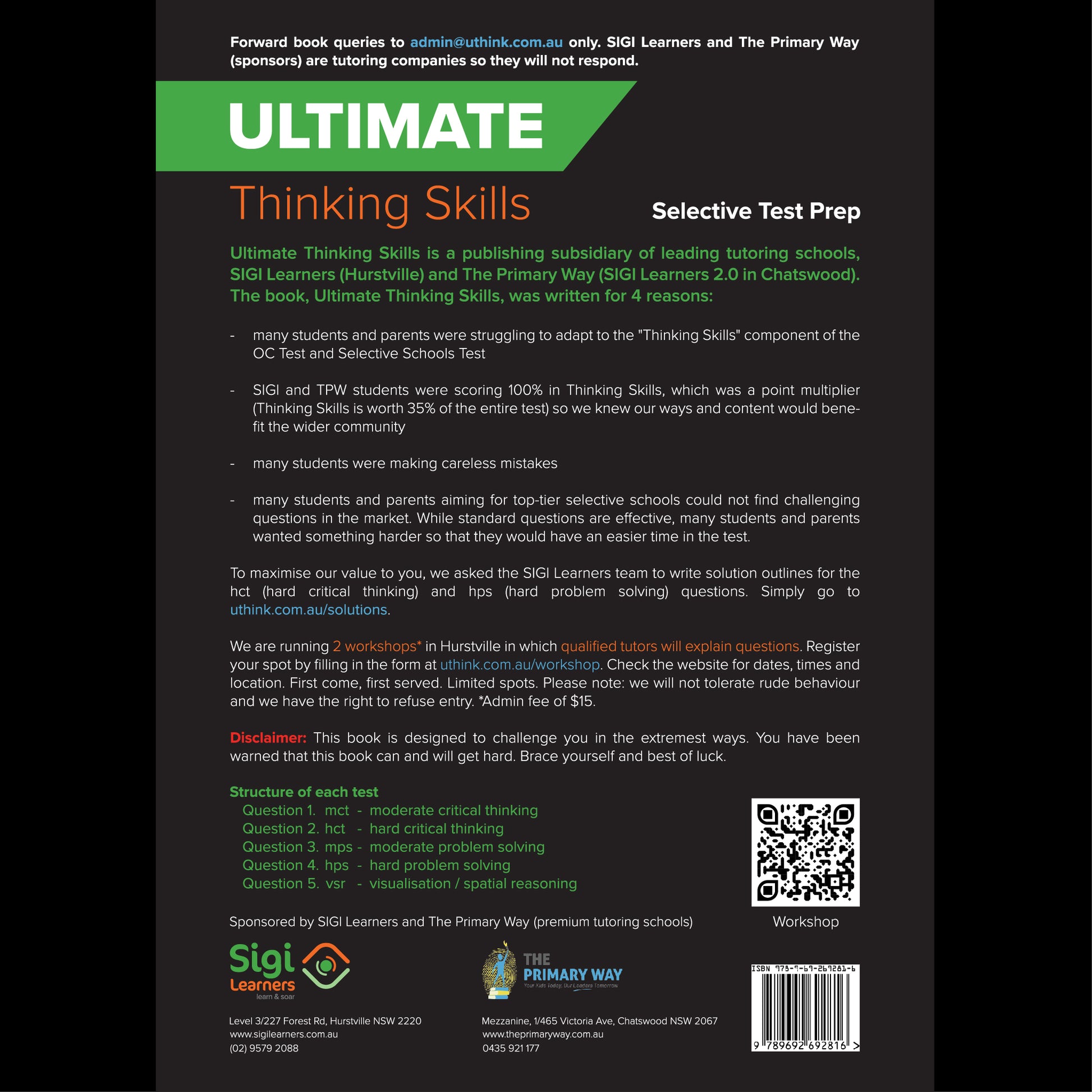 Hard Thinking Skills Selective Test Preparation Questions